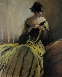Studie i svart og grønt, oljeskisse, ca. 1906.