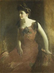 Kvinne i rød kjole, 1900
