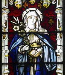 Jomfru Maria, 1898 (farget glass)