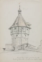 Rundetårn, Munot slott, Schaffhausen, Sveits, 1842.