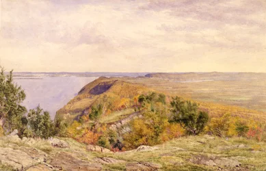 Utsikt fra High Tor, Haverstraw, New York, 1866 (akvarell og grafitt på papir montert på kort)