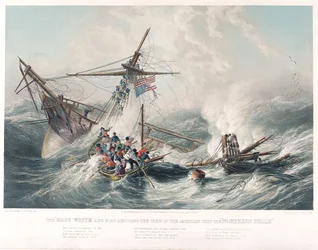 Livbåten «Mary White» redder mannskapet på det amerikanske skipet «Northern Belle»