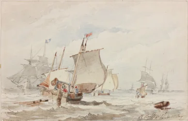 Off Hartlepool (blyant og akvarell på papir)