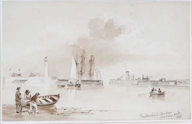 Sunderland Harbour Looking Out (blyant og akvarell på papir (på papir))