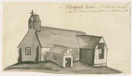 Weeford Church: sepia vasketegning, nd [1784] (tegning)