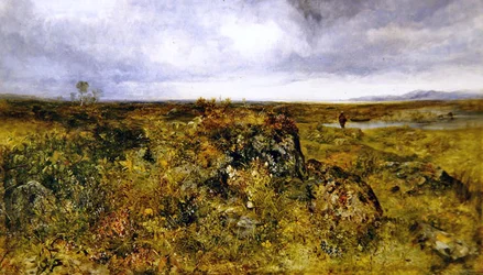 Fiske på en elv (olje på lerret)