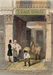 Rester av Clarendon House, Three Kings Livery Stables, Piccadilly, fra 