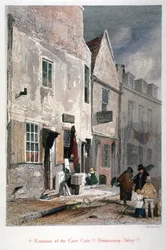 Utsikt over rester av østporten til Abbey of St Saviour, Bermondsey, London, 1851