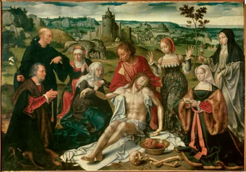 Altertavle av Kristi beklagelse. Nederlandsk maleri av Joos Van Cleve (1485-1540)
