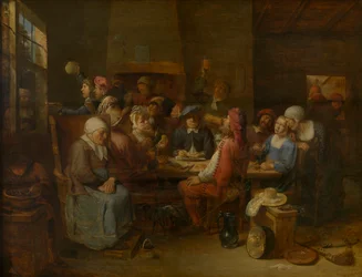 Flemish Tavern (olje på panel)