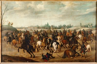 Kavalerikamp foran #39;s-Hertogenbosch, Nederland (olje på lerret)