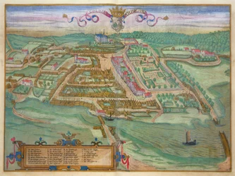 Colding, fra 'Civitates Orbis Terrarum' av Georg Braun (1541-1622) og Frans Hogenburg (1535-90), ca. 1572 (farget gravering)