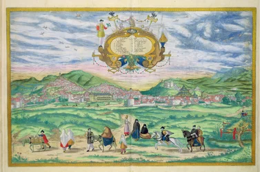 Kart over Granada, fra 'Civitates Orbis Terrarum' av Georg Braun (1541-1622) og Frans Hogenberg (1535-90), 1563