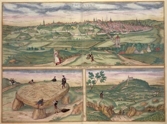 Kart over Poitiers, fra 'Civitates Orbis Terrarum' av Georg Braun (1541-1622) og Frans Hogenberg (1535-90), 1561