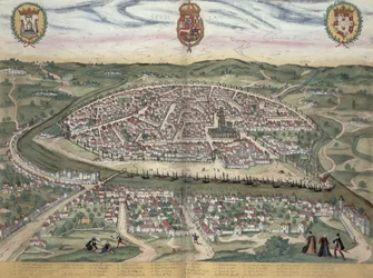 Kart over Sevilla, fra «Civitates Orbis Terrarum» av Georg Braun (1541-1622) og Frans Hogenberg (1535-90), ca. 1572-1617