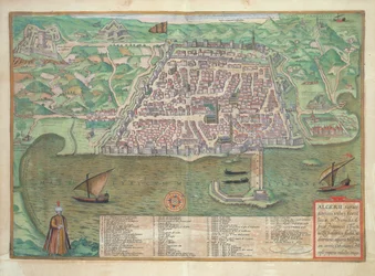 Kart over Toledo, fra Civitates Orbis Terrarum av Georg Braun (1541-1622) og Frans Hogenberg (1535-90), 1566