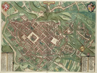 Kart over WRATISLAVA Bresslaw, fra "Cities of the World" av Georg Braun (1541-1622) og Frans Hogenberg (1535-90) ca. 1572-1617