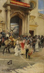Utenfor tyrefekterarenaen, ca. 1880