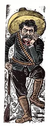 Den meksikanske revolusjonen (1910-1920) - El General Genovevo de la O, en revolusjonær tilhenger av Emiliano Zapata - Xylografi av Jose Guadalupe Posada (1852-1913)