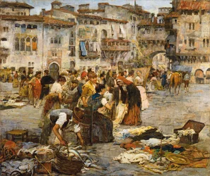Et marked i Granada (olje på lerret)