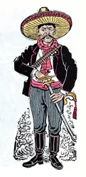 Meksikansk revolusjon (1910-1920) - Salazar Amador revolusjonær tilhenger av Emiliano Zapata - Xylografi av Jose Guadalupe Posada (1852-1913)