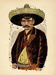Meksikansk revolusjon - Emiliano Zapata, ca. 1910-1912 (xylografi)