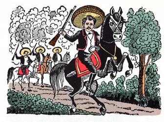 Romero Macario - Den meksikanske revolusjonen (1910-1920) Xylografi av Jose Guadalupe Posada (1852-1913)