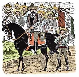Den meksikanske revolusjonen (1910-1920): Portrett av Francisco Indalecio Madero (1873-1913) meksikansk revolusjonær. Xylografi av Jose Guadalupe Inn (1852-1913).