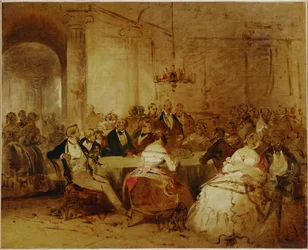 Selskapsscene. Elegant Wiener-selskap i Schuberts …