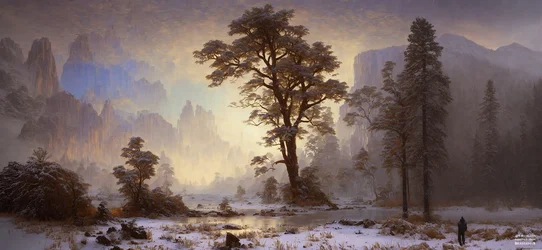 JJM gjenskaper Bierstadt-A: Valley of Yosemite Snowfall