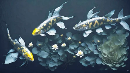 blekkmaleri: Koi-Karpfish_yellow_03