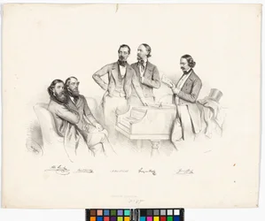 Gruppeportrett: Anton Storch, Carl Binder, Anton Emil Titl, Franz von Suppé, Heinrich Proch