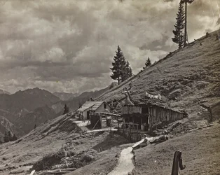 Album "Min verdenskrig - minner om den sørvestlige fronten i Kärnten, Italia, Trentino-Alto Adige) 31/03/1915-12/11/ 1918 - Josef Zohles Vienna ": militærbrakke i Al