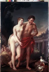 Venus og Mars (Venus og Mars). Maleri av Joseph Marie Vien (1716-1809). Olje på lerret, 225 x 151 cm
