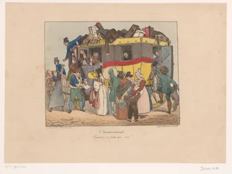 Passasjerer prøver å gå ombord på en full omnibus Kommentar, j