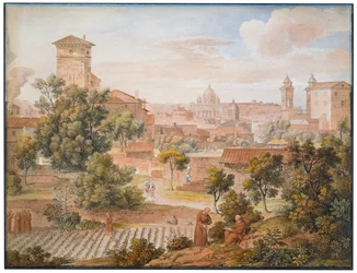 Utsikt fra S. Isidoro-klosteret mot Peterskirken i Roma