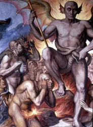 Dantes inferno (guddommelig komedie) - Detalj av en fresco av Joseph Anton Koch, Casino Massimo, Roma