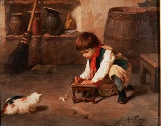 Leke med kattungen (panel)