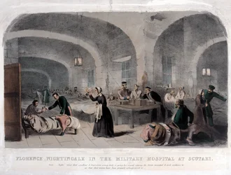 Florence Nightingale (1820-1910) på militærsykehuset i Scutari under Krimkrigen, 1856