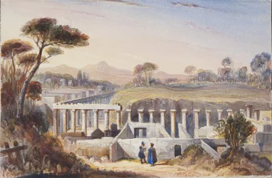 Akvarell limt inn i Thomas Moodys Journal of a tour through Sveits og Italia, 1822 (wc på papir)
