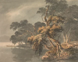 Høsttrær ved en innsjø