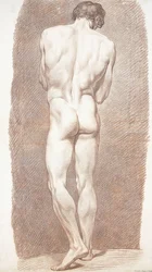 Studie av en mannlig nakenmodell, sett bakfra, 1774