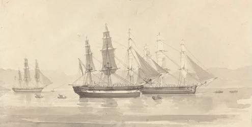 Tre skip med Barque-lignende rigg
