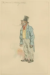 A Laborer in Holiday Clothes, ca. 1920-tallet (penn og blekk med wc på papir)