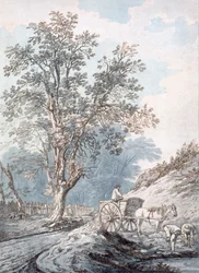 Kjerre og hest, 1700-tallet.