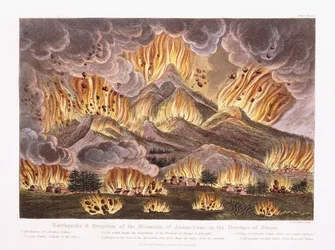 Jordskjelv og utbrudd av fjellet Asama-yama i provinsen Sinano, 1822