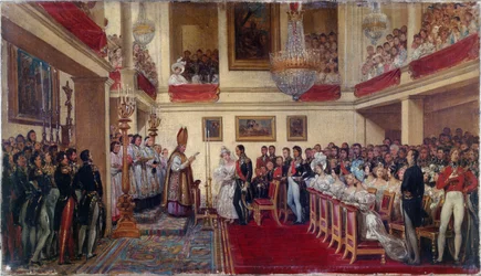 Kong Leopold Is ekteskap med prinsessen av Orleans, mellom 1833 og 1837 (olje)