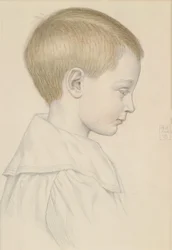 Skisse av et guttehode, 1906 (blyant og wc på papir)