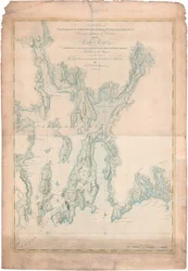 Et diagram over havnen på Rhode Island og Narragansett Bay