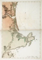 Kart over Ipswich Bay og Cape Ann, Atlanterhavskysten i Nord-Amerika